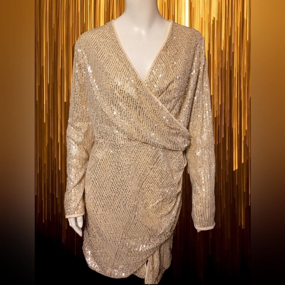 Glamorous Gold Long Sleeve Dress